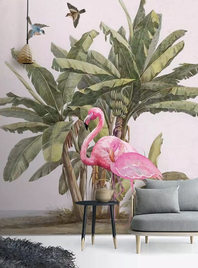 papel de parede com foto de flamingos
