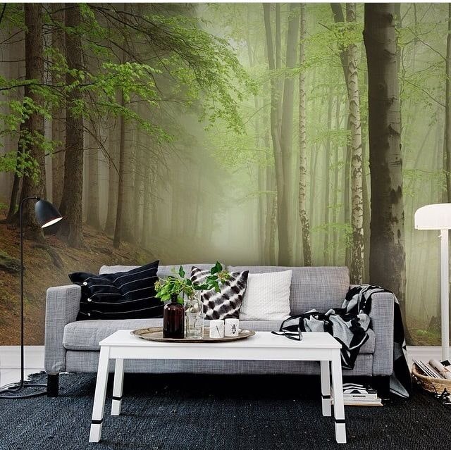 papel de parede fotográfico com a natureza no interior