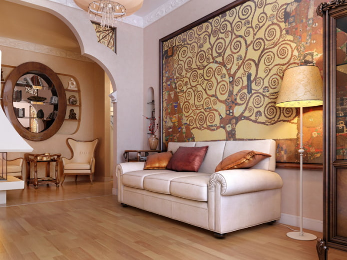 papel de parede fotográfico no interior no estilo Art Nouveau