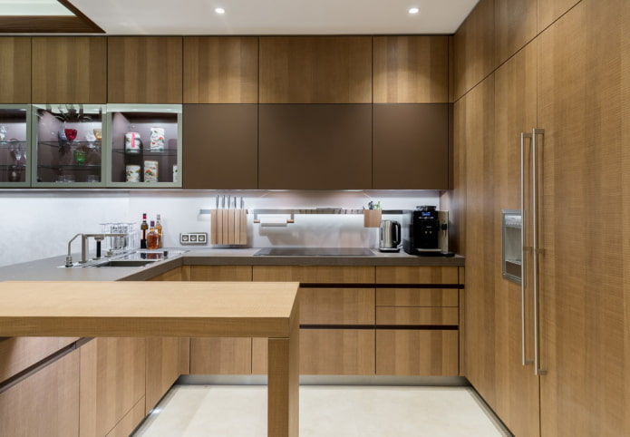 Cozinha marrom: combinações, ideias de design, exemplos reais de interiores