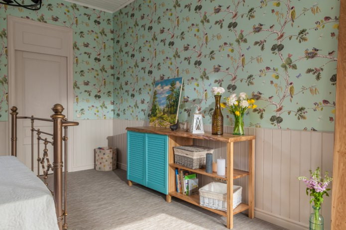 decoração no interior de um quarto no estilo provençal