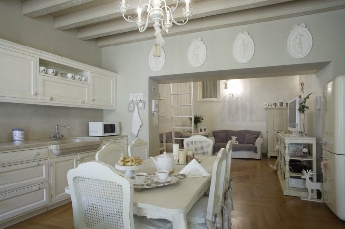 design de sala de estar e cozinha