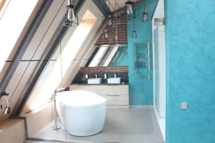 esquema de cores de um banheiro em estilo loft