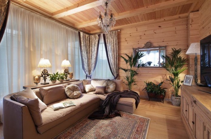 sala de estar em estilo chalé