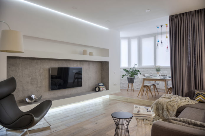 zoneamento da sala de jantar e de estar