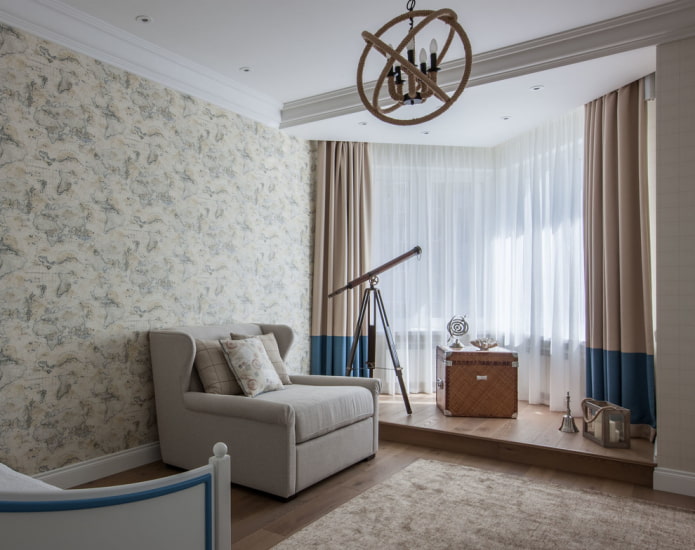 quarto aconchegante para menino com uma área dedicada perto da janela