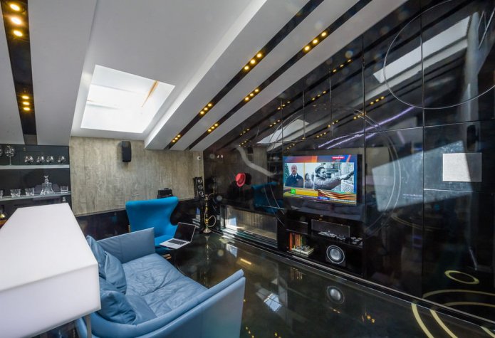 Sala de estar em estilo high-tech