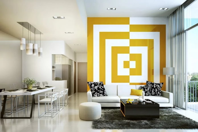 Papel de parede 3D com geometria no interior