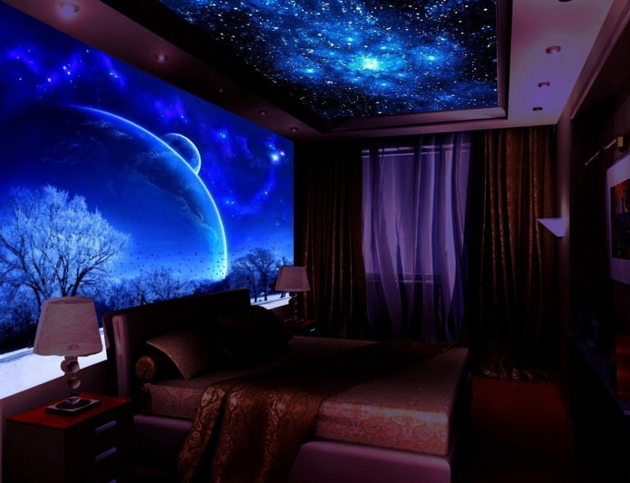 Papel de parede 3D fluorescente no interior