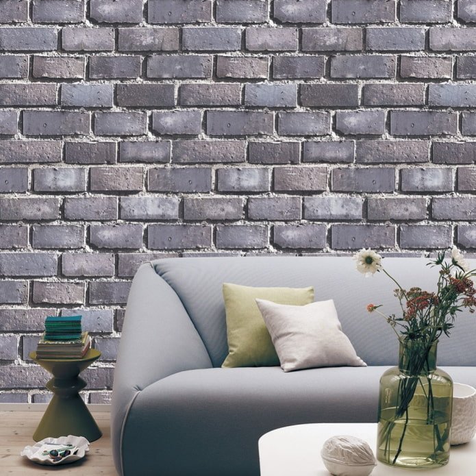 Papel de parede de tijolos 3D na sala de estar