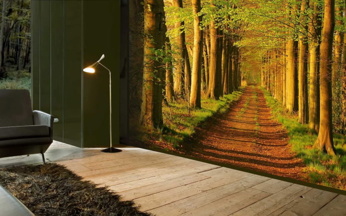 Papel de parede fotográfico 3D que expande o espaço no interior