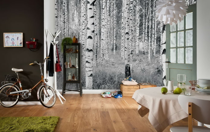 papel de parede 3D preto e branco no interior