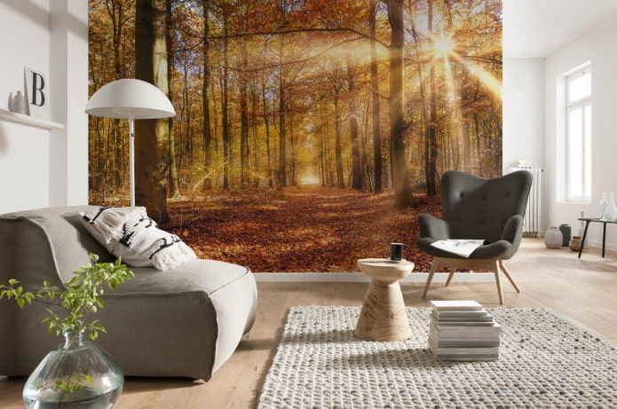 Papel de parede fotográfico 3D em interiores