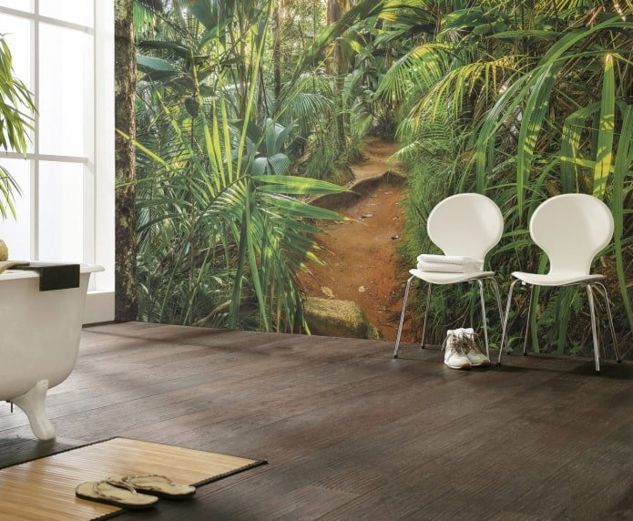 Papel de parede fotográfico 3D em interiores
