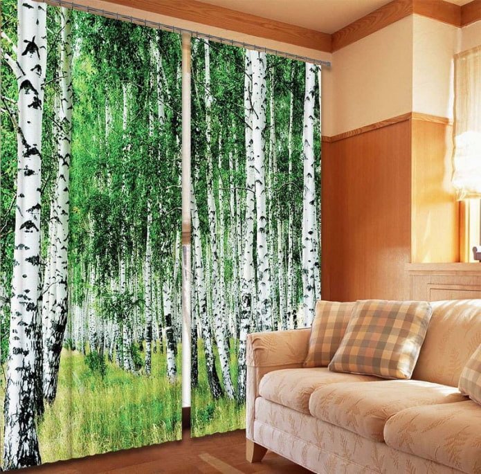 Cortinas 3D com bétula grove