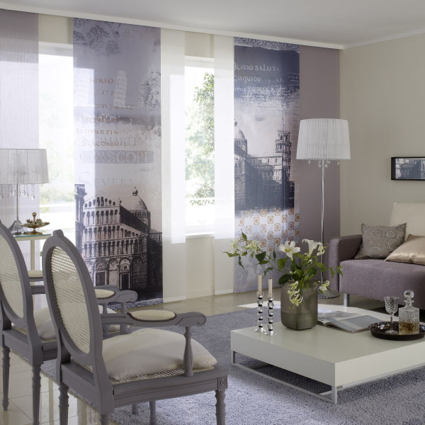 Cortinas japonesas 3D com imagem de cidade