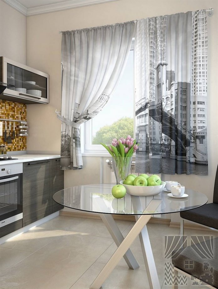 cortinas 3D curtas com imagem da cidade