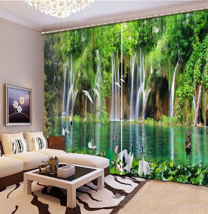 Cortinas 3D com imagens da natureza
