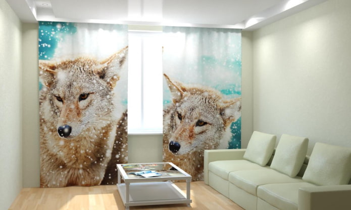 Cortinas 3D com a imagem de animais