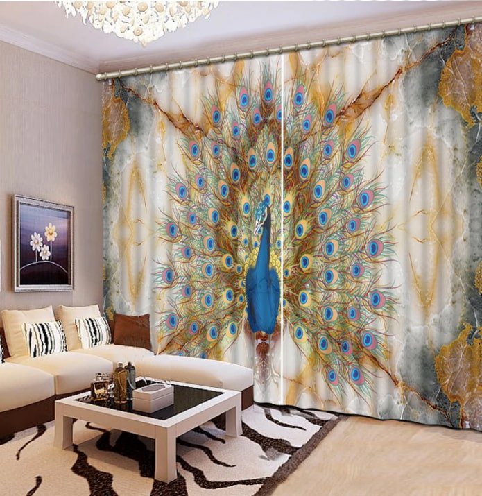 Cortinas 3D na sala de estar