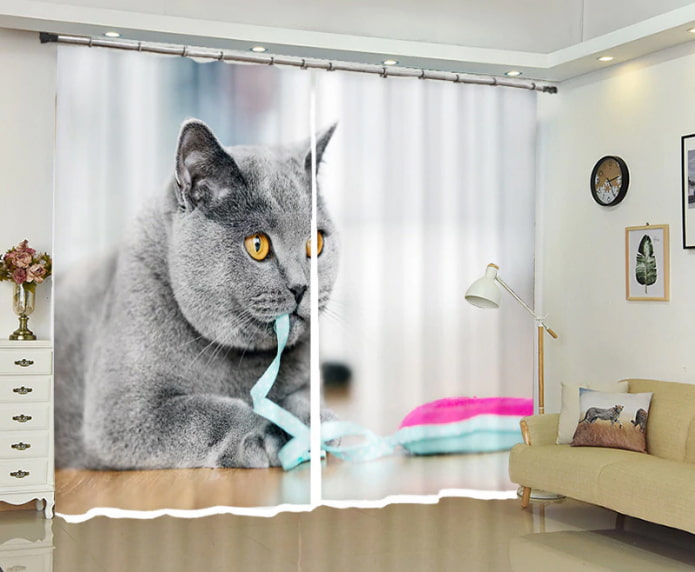 Cortinas 3D na sala de estar