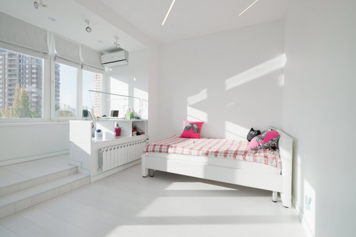 quarto branco combinado com varanda