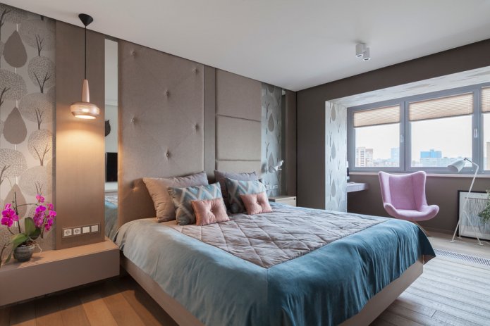 quarto em estilo moderno com varanda