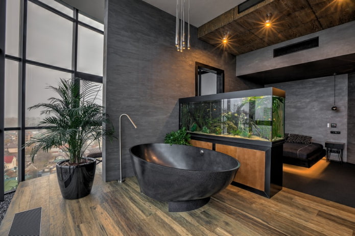 interior com divisória para aquário