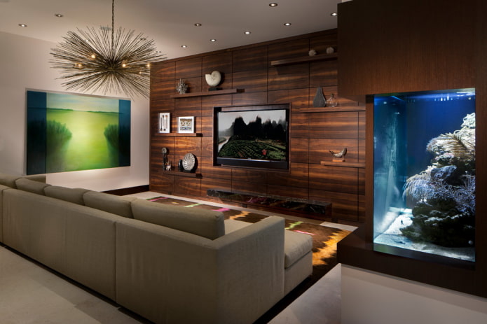 interior de apartamento com aquário