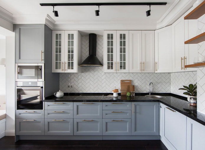cozinha de canto em um apartamento em estilo americano