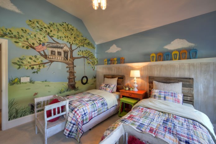 Interior de um quarto infantil em estilo americano