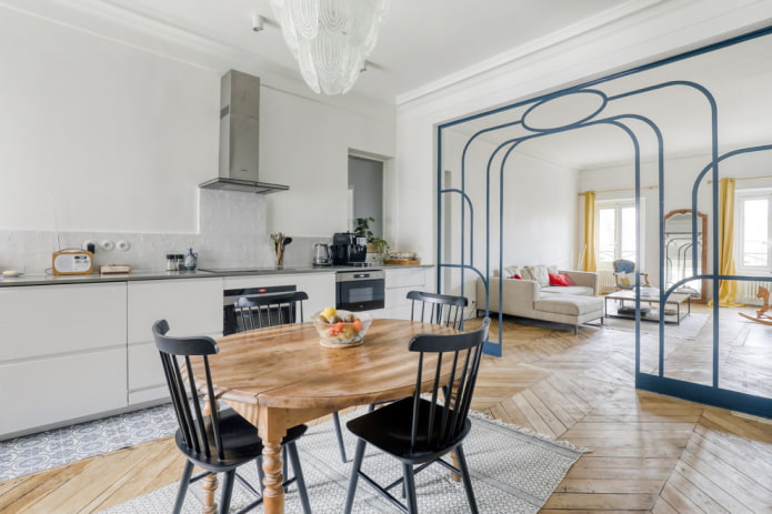 design de arco no interior da cozinha