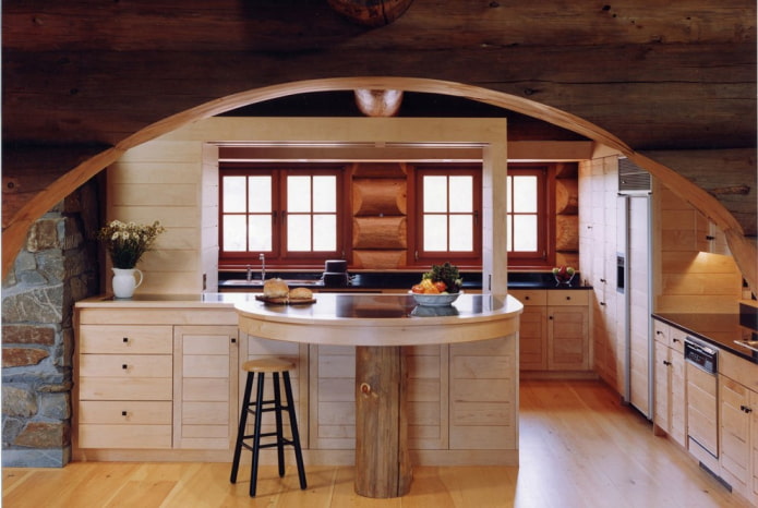 design de arco no interior da cozinha