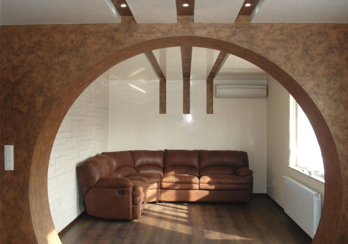 arco redondo de gesso cartonado no interior