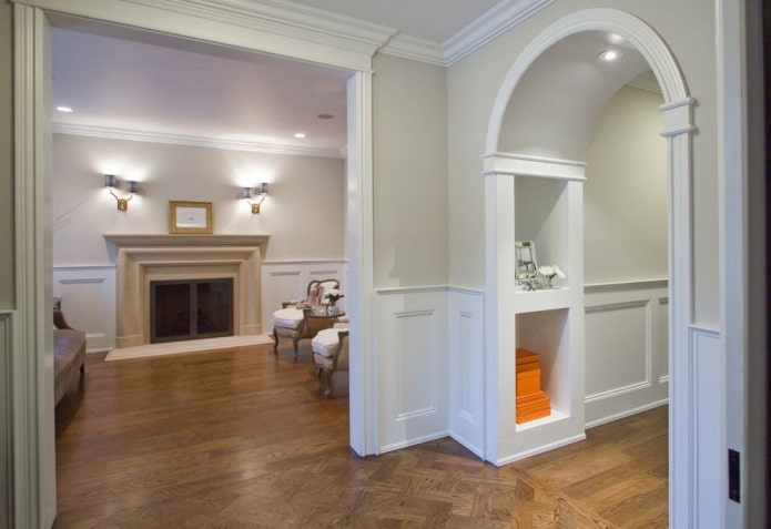 arco de gesso cartonado com nichos no interior
