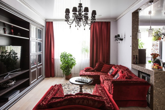 Cortinas de cerejeira para combinar com o estofamento