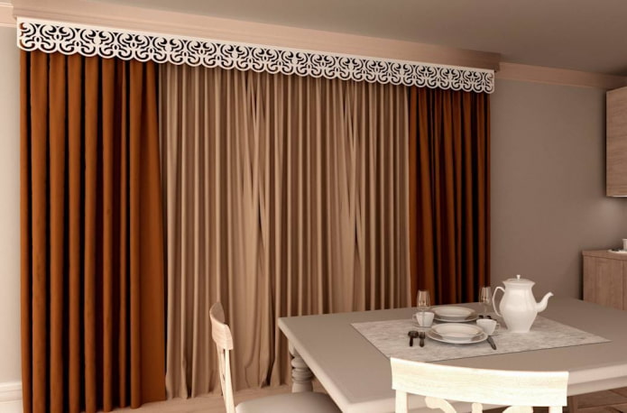 lambrequim figurado em combinação com cortinas