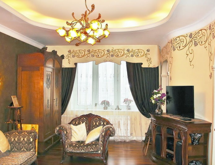 lambrequins em forma de estilo art nouveau