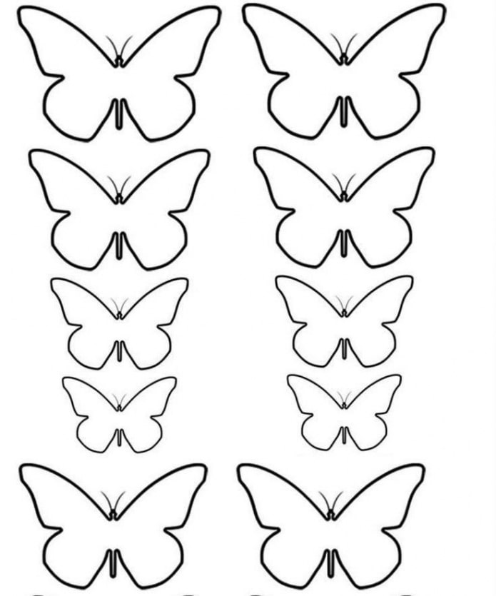 modelo de borboletas de tamanhos diferentes