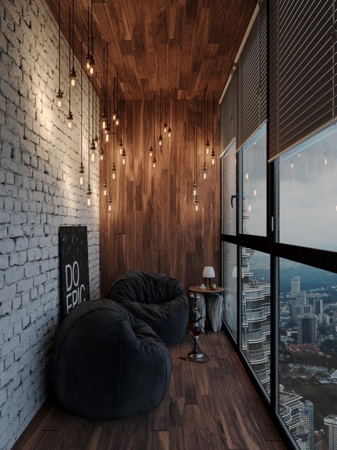 Iluminação de loggia em estilo industrial