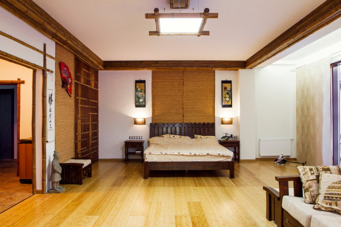 Estilo japonês no interior do quarto