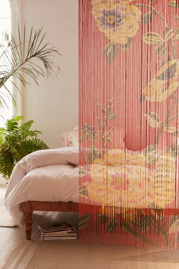 cortinas de bambu com flores