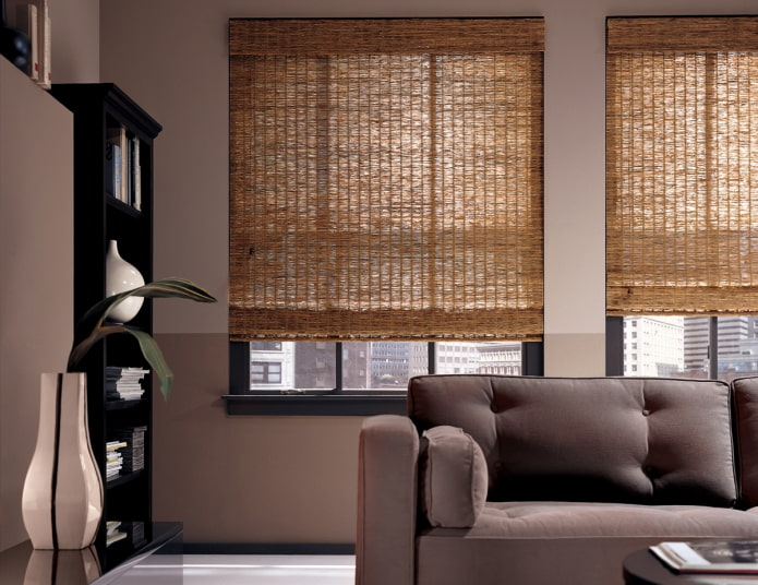 cortinas de bambu trançado