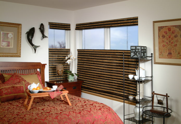 cortinas de bambu em estilo oriental