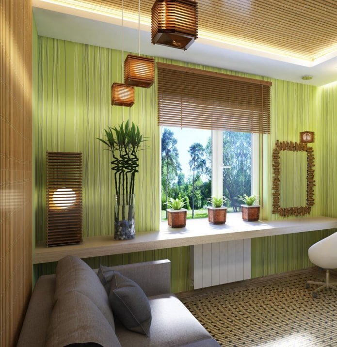 persianas de bambu em estilo ecológico