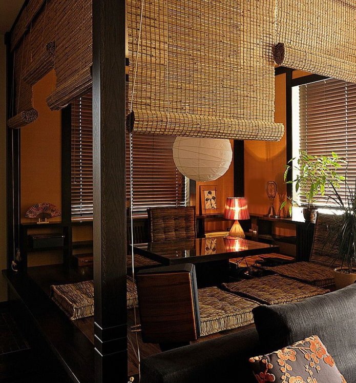 cortinas de bambu em estilo oriental