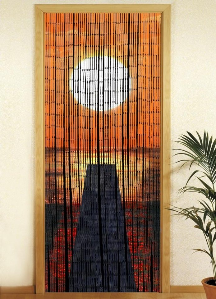 cortinas de bambu com paisagem natural
