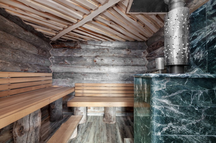 acabamento em mármore da sauna a vapor