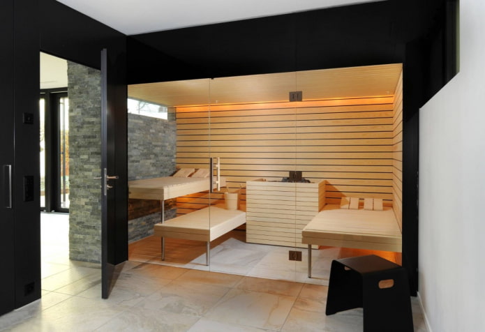 sauna em uma casa moderna