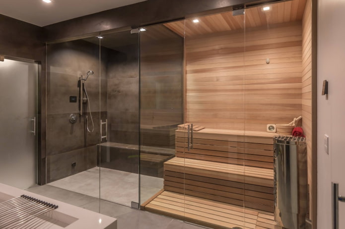 decoração de sauna a vapor e banheiro